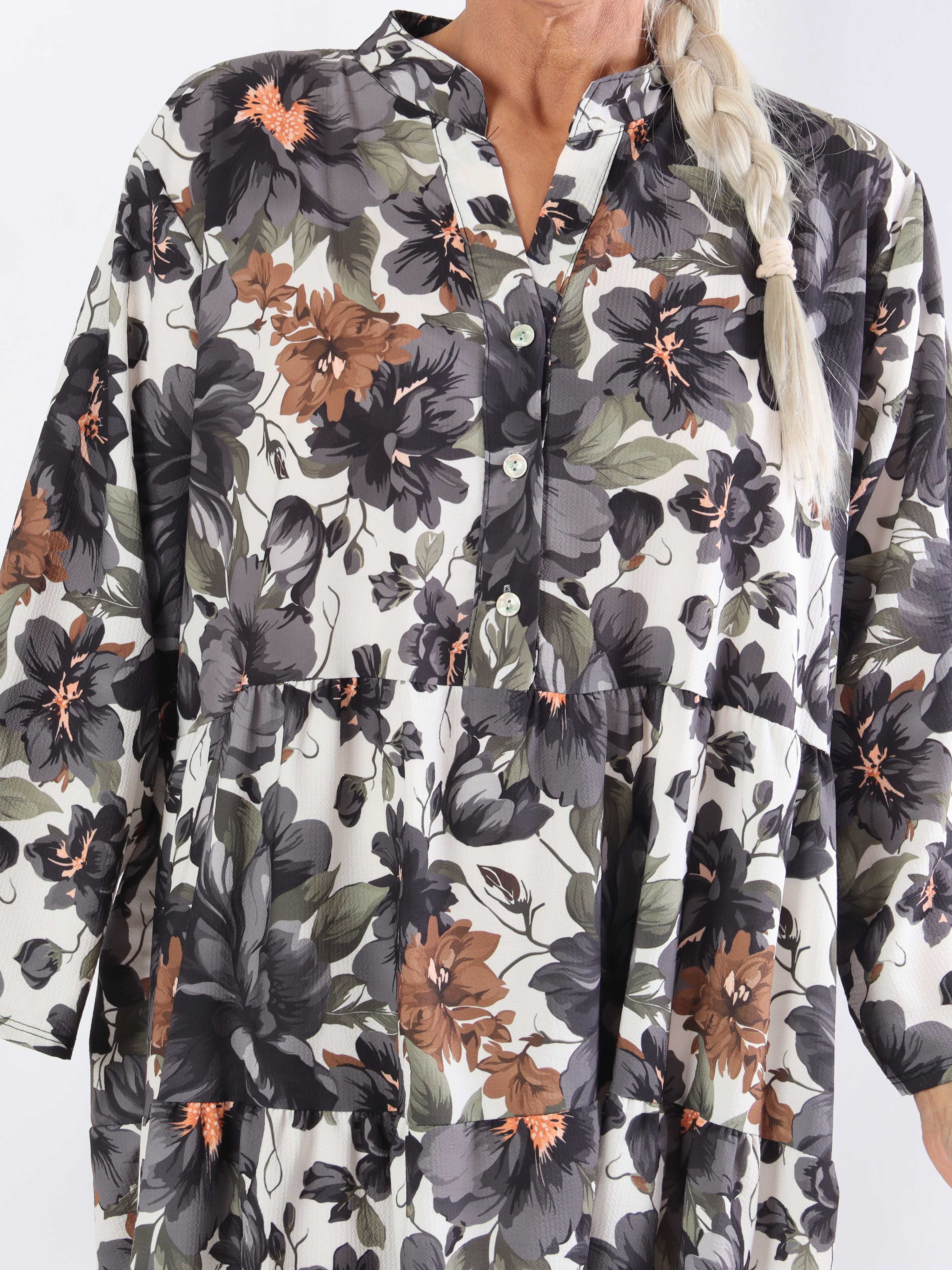 Flower Dress - Söt blommig plus size-klänning med lager-på-lager-look
